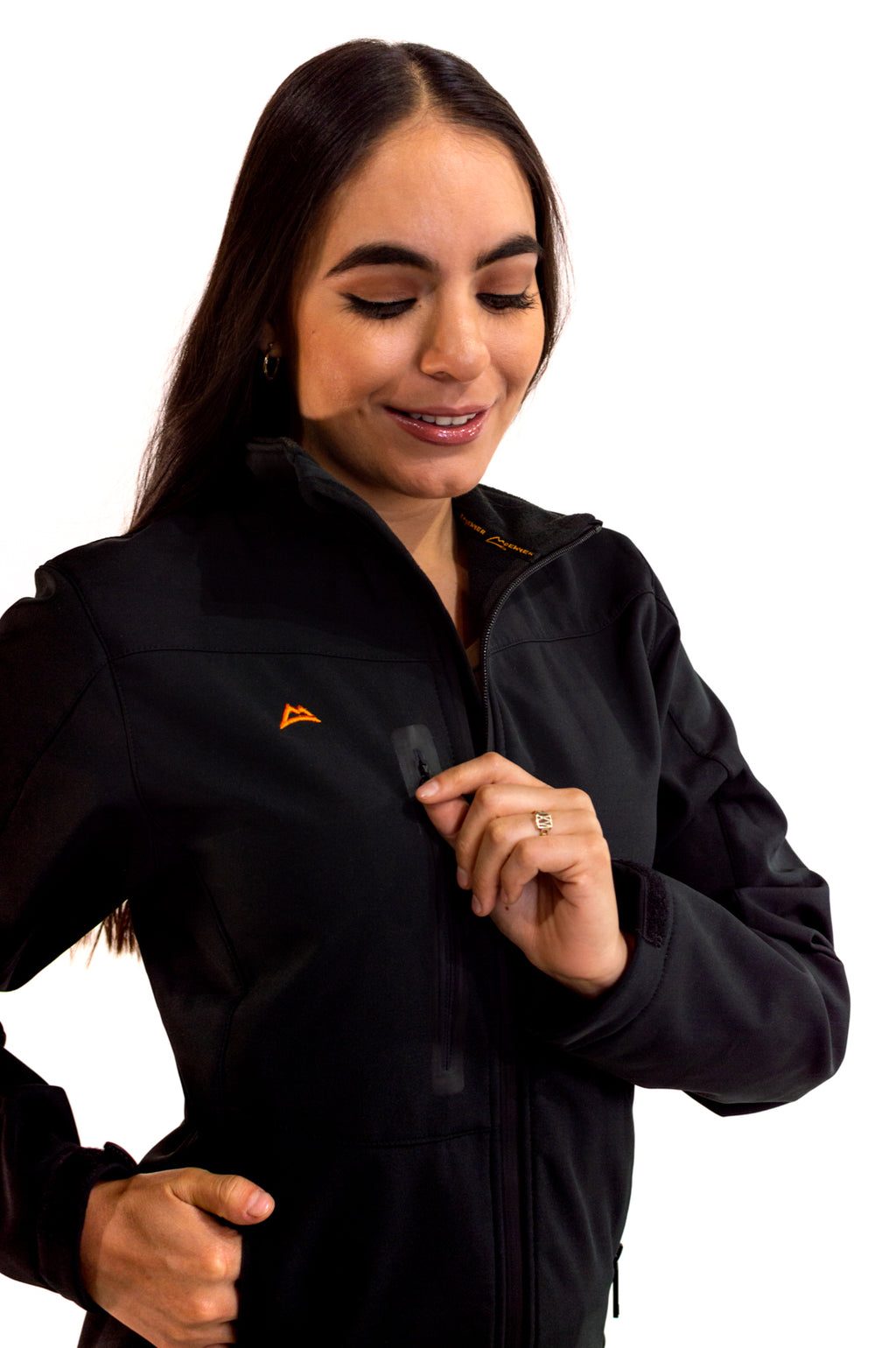 Chamarra Mujer Spandex Black Orange