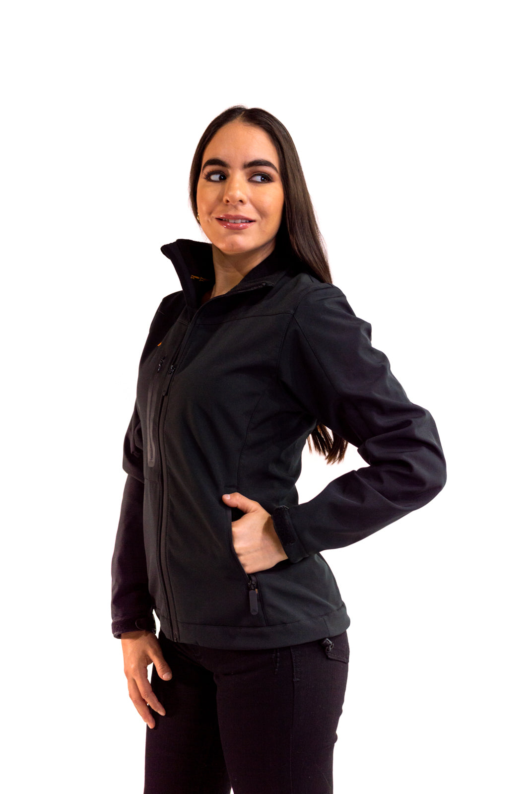 Chamarra Mujer Spandex Black Orange