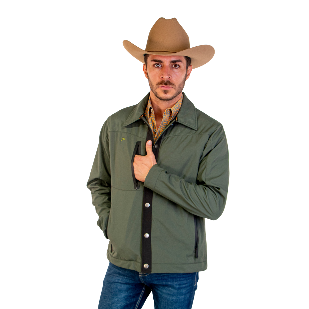 Chamarra Vaquera Olive Piteado Dark