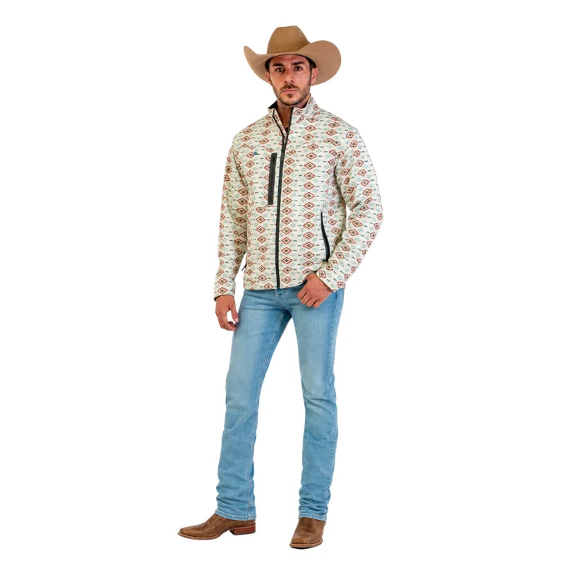 Chamarra Vaquera Impermeable Tribal Flechas Beige
