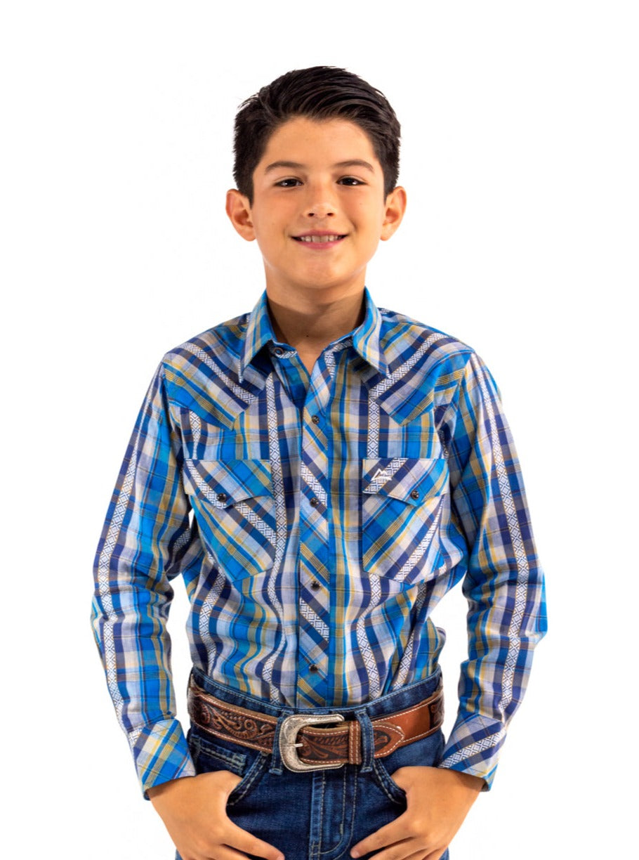 Camisa Kids preteñido azul y amarillo