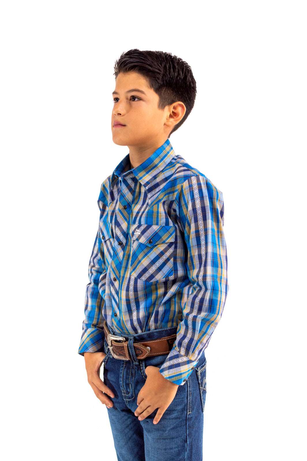 Camisa Kids preteñido azul y amarillo CKD022