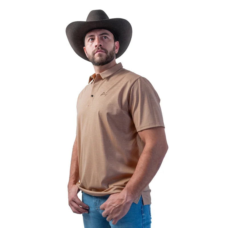 Polo Print Beige Café Hombre