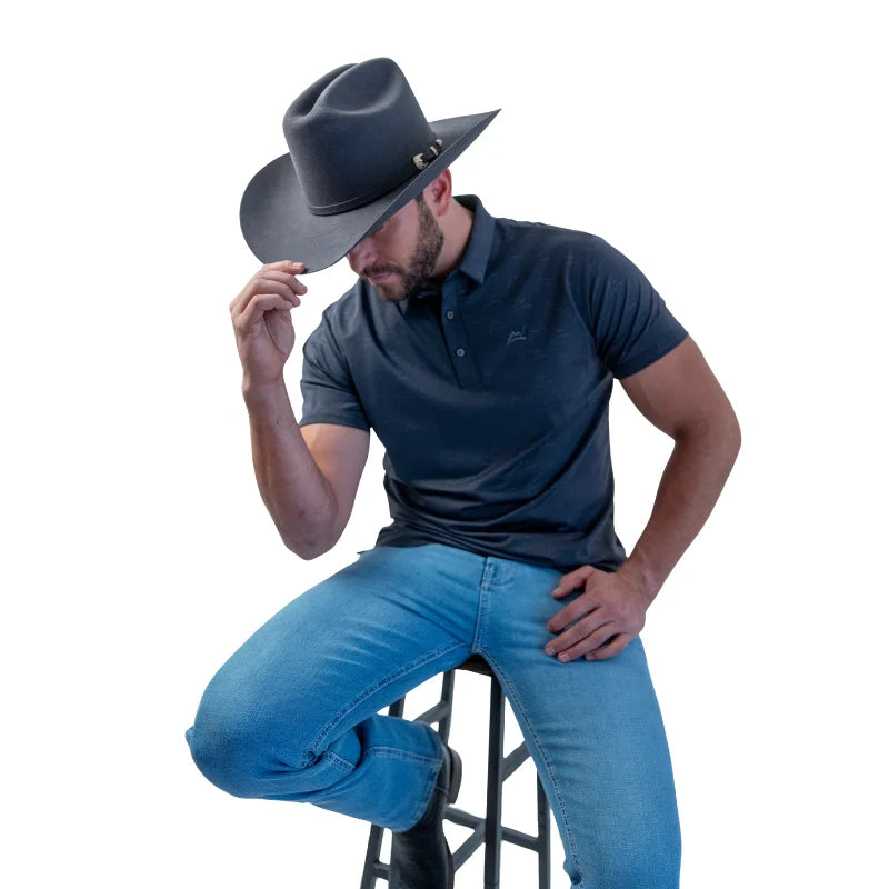 Polo Print Azul Marino Gris Hombre